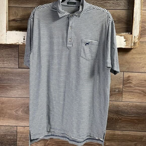 Turtleson Men’s Performance Striped Polo Shirt, Size Large, Blue Striped - Picture 2 of 6